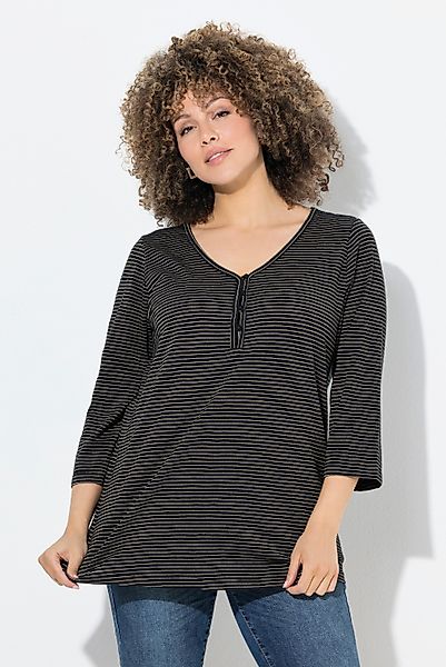 Ulla Popken T-Shirt Shirt Glitzerstreifen V-Ausschnitt günstig online kaufen