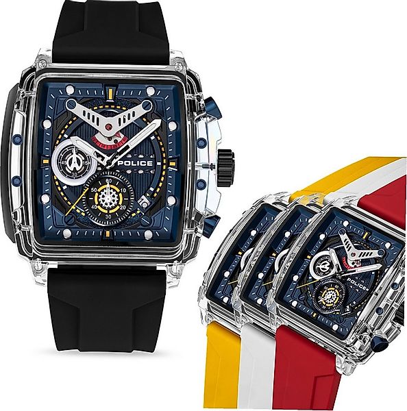 Police Chronograph Police Herrenuhr Silikon Armband, (Chronograph), Herrenu günstig online kaufen