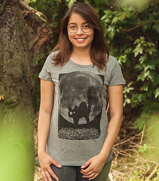 Katze Minka Fauch - Fair Wear Frauen T-shirt - Mid Heather Grey günstig online kaufen
