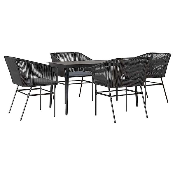 vidaXL 5-Tlg Garten-Essgruppe mit Kissen Schwarz Poly Rattan Glas 3334515 günstig online kaufen