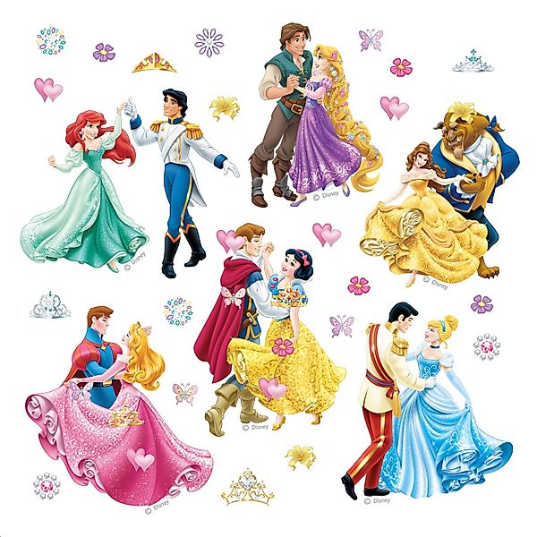 Disney Wandtattoo Prinzessinnen Rosa Gelb und Blau 30 x 30 cm 600213 günstig online kaufen