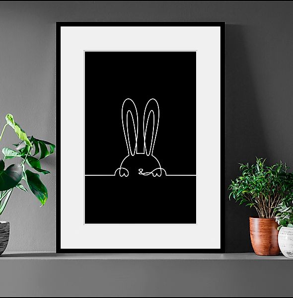 queence Bild »Felix«, Schwarz-Weiß-Hase-Kunst-Modern-Hasen-Haustiere, (1 St günstig online kaufen