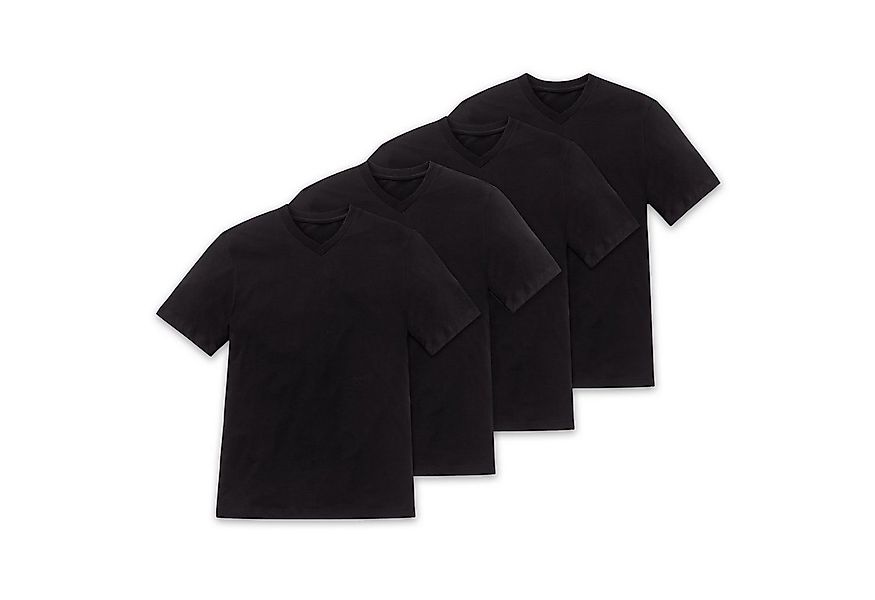 Schiesser T-Shirt (4-tlg) V-Ausschnitt, kurzarm, verstärkte Halsnaht, im 4e günstig online kaufen