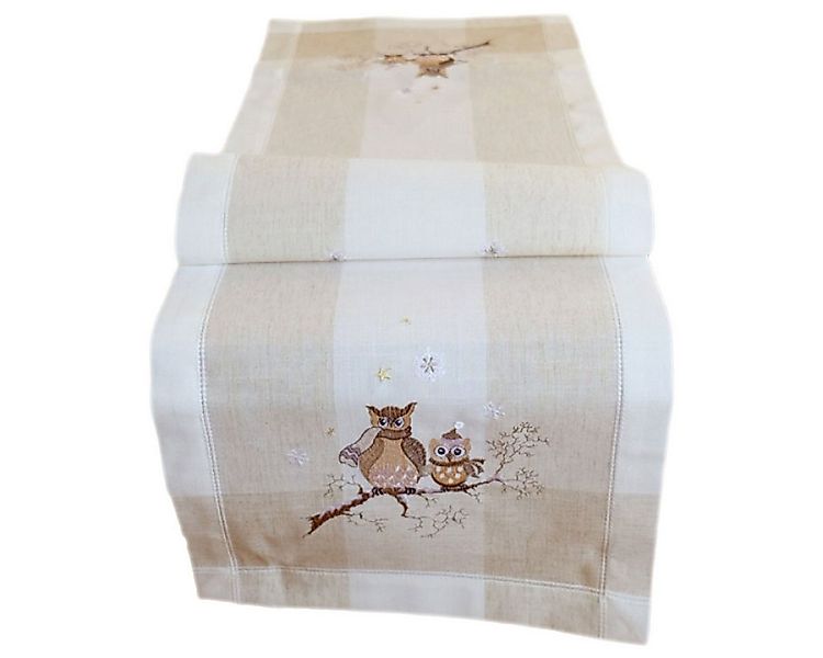 texpot Tischdecke Stickerei Eulen Herbst Winterdekoration (1-tlg) günstig online kaufen