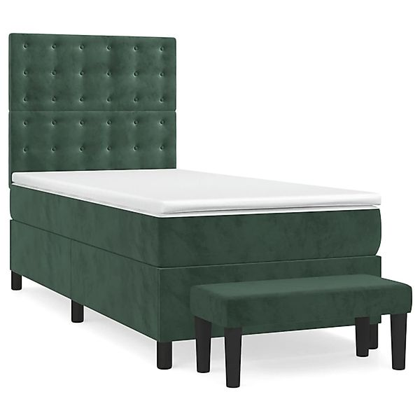 vidaXL Boxspringbett mit Matratze Dunkelgrün 100x200 cm Samt 3138070 günstig online kaufen