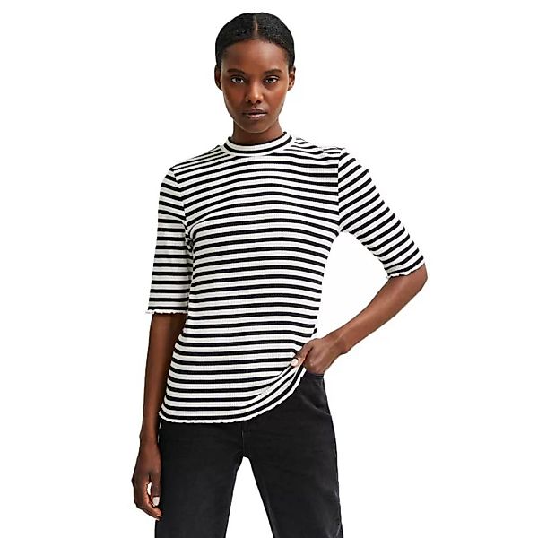 Selected Anna Stripe 3/4 Ärmel T-shirt 2XL Black / Stripes Snow White günstig online kaufen