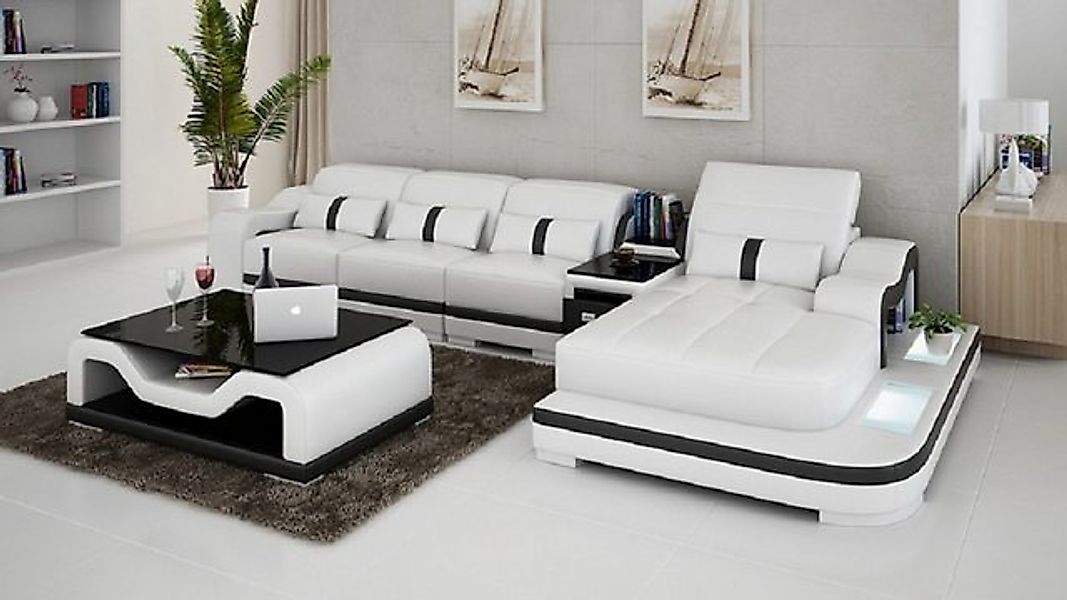 JVmoebel Ecksofa Stoff LForm Bettfunktion Couch Polster Textil Leder Eck We günstig online kaufen