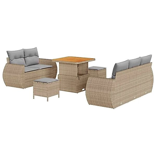 vidaXL Gartensofa-set mit Kissen 8-Tlg Beige und Hellgrau Poly-Rattan 33637 günstig online kaufen