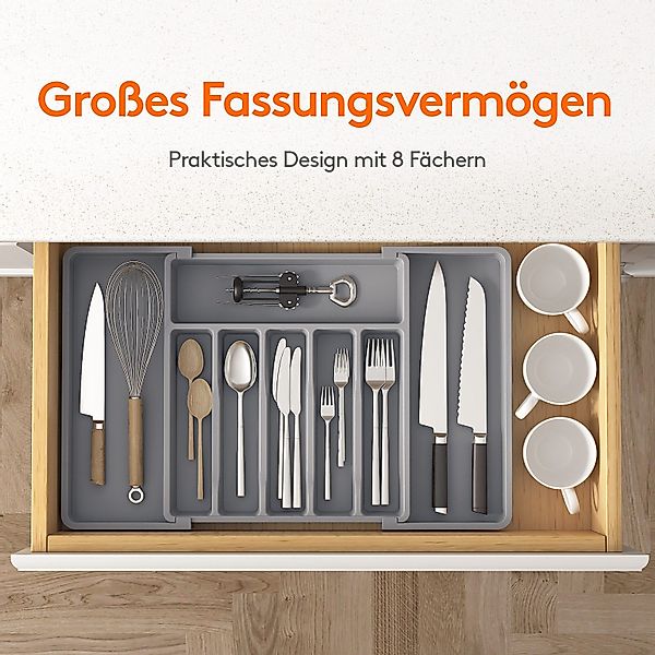 Lifewit Besteckeinsatz Besteckkasten für Schubladen, Verstellbarer günstig online kaufen