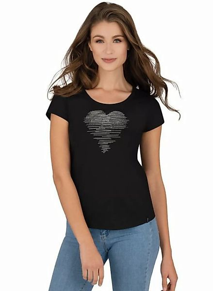 Trigema T-Shirt TRIGEMA T-Shirt mit glitzerndem Herz-Motiv (1-tlg) günstig online kaufen