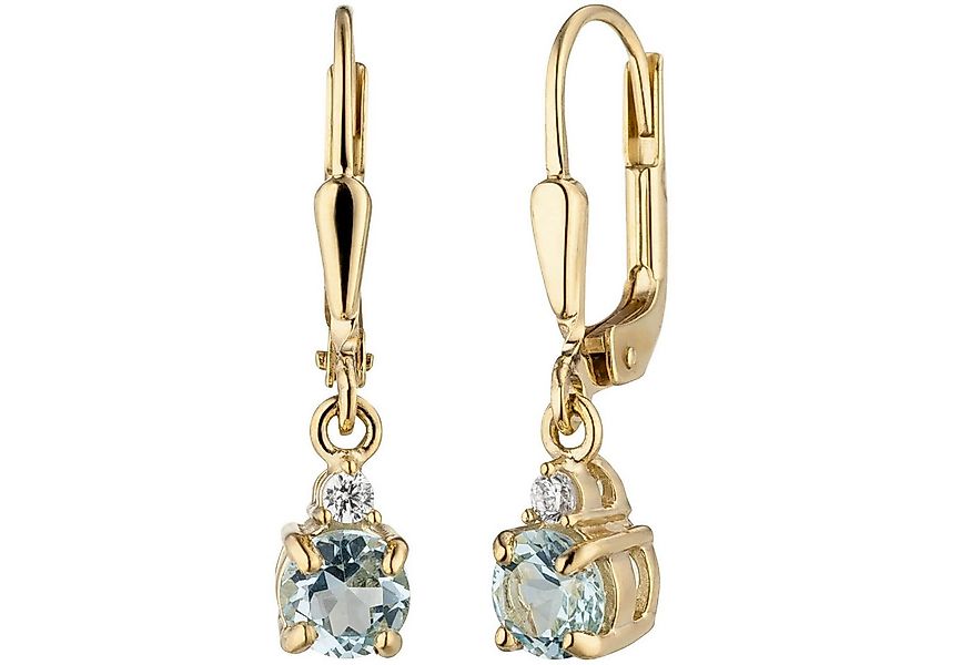 Schmuck Krone Paar Ohrhänger Ohrhänger aus 333 Gelbgold, Blautopas & Zirkon günstig online kaufen