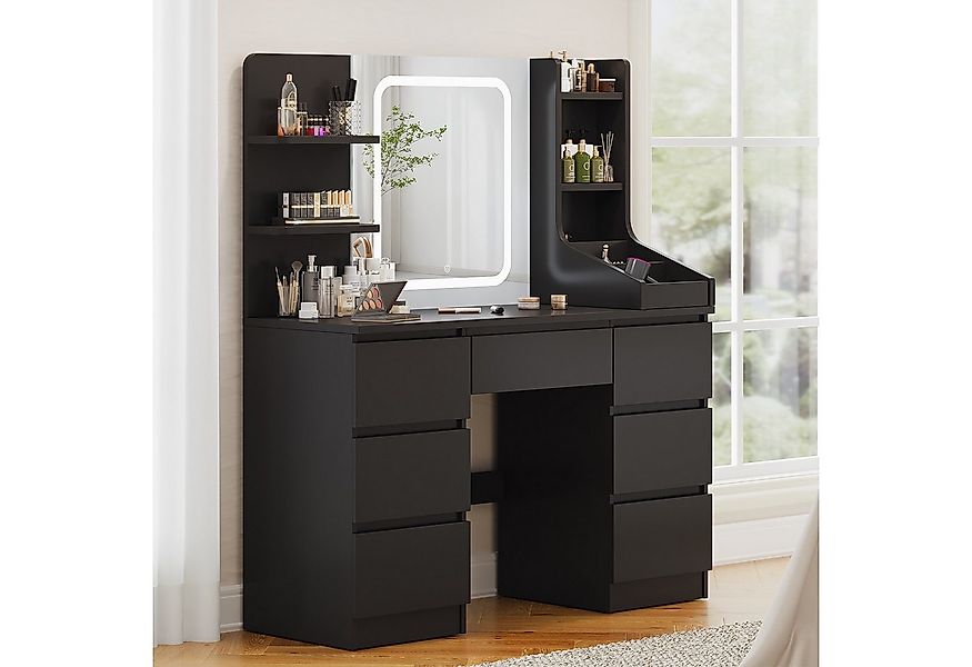 Furnicopia Schminktisch Einstellbare Helligkeit mit 7 Schubladen und 8 offe günstig online kaufen