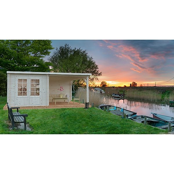Palmako Gartenhaus Ella 530 x 300 cm Lackiert Dunkelgrau-Weiß FSC® günstig online kaufen