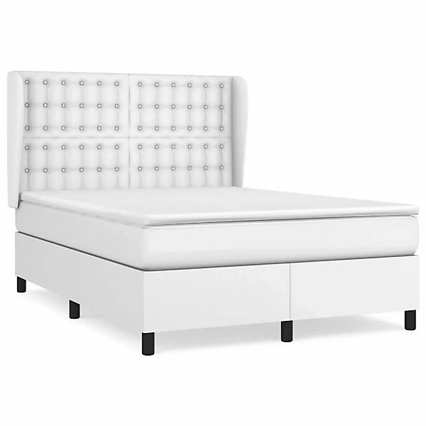 vidaXL Boxspringbett mit Matratze Weiß 140x190 cm Kunstleder1466726 günstig online kaufen