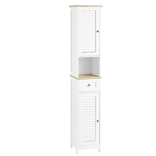 SoBuy Hochschrank mit 1 Offenem Fach Badschrank Weißnatur FRG236-WN günstig online kaufen