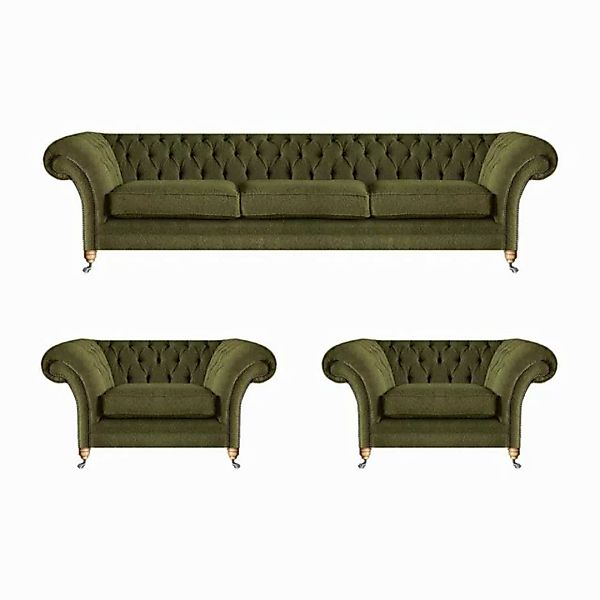 JVmoebel Chesterfield-Sofa Wohnzimmer Sofagarnitur 3tlg Stoff Dreisitze Sof günstig online kaufen