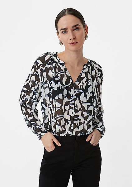Comma Langarmbluse Bluse aus Chiffon Raffung günstig online kaufen