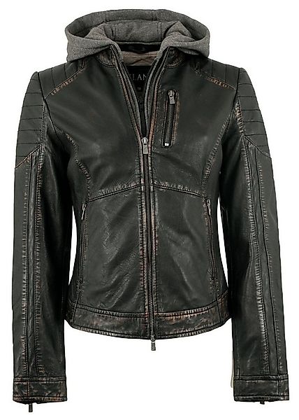 Jilani Lederjacke Kono Jilani - Damen Lederjacke Lammnappa Kapuze schwarz-b günstig online kaufen