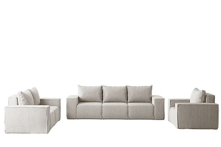 Fun Möbel Polstergarnitur Sofa-Set Designersofa ESTELLE 3-2-1 Sofagarnitur günstig online kaufen