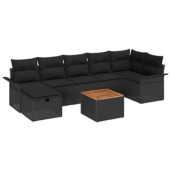 vidaXL Garten-Sofa-Set 8-Tlg Schwarz Poly Rattan 3359464 günstig online kaufen