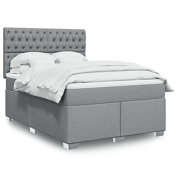 vidaXL Boxspringbett, Boxspringbett mit Matratze Hellgrau 160x200 cm Stoff günstig online kaufen