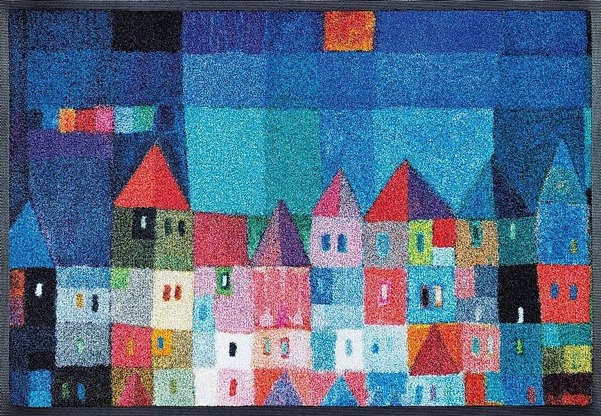wash+dry by Kleen-Tex Fußmatte Colourful Houses, rechteckig, Höhe: 7 mm, Sc günstig online kaufen