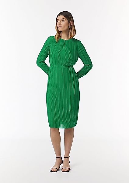 Comma Maxikleid Plissiertes Midikleid mit Bindedetail günstig online kaufen