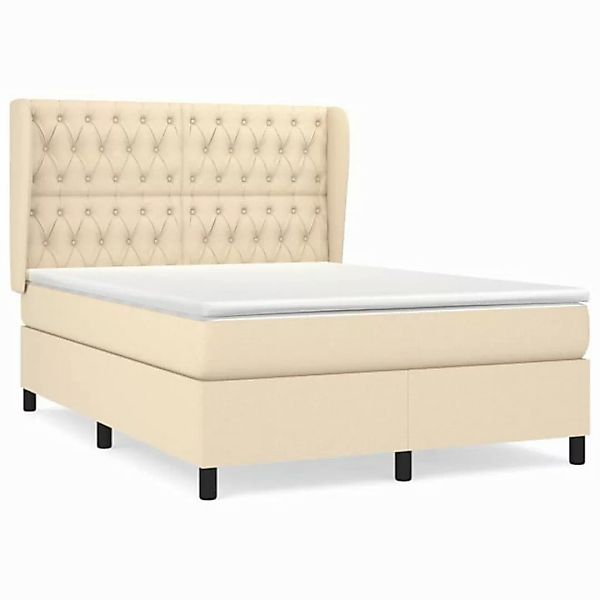 vidaXL Boxspringbett Boxspringbett mit Matratze Creme 140x200 cm Stoff Bett günstig online kaufen