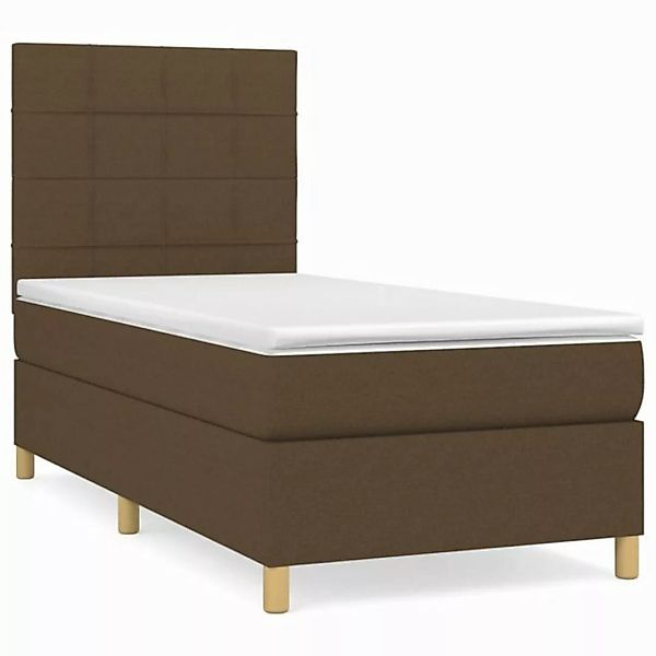 vidaXL Boxspringbett Boxspringbett mit Matratze Dunkelbraun 90x200 cm Stoff günstig online kaufen