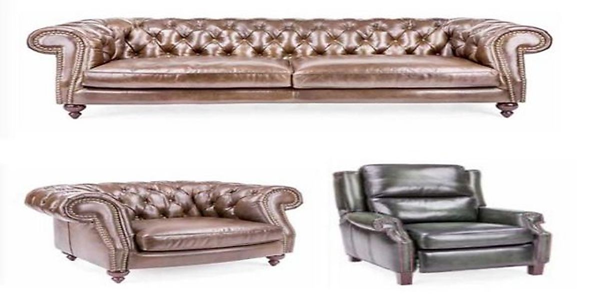 Xlmoebel Sofa Neue Chesterfield Klassik Ledercouch 3-Sitzer CHARLYNEW, Herg günstig online kaufen