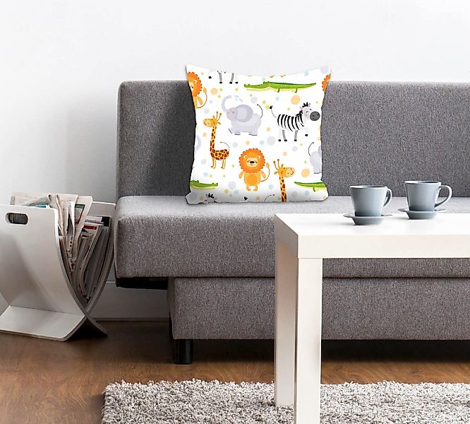 queence Dekokissen "Sandy" Kissenhülle,Kinder,Giraffe,Zebra,Löwe,Krokodil,E günstig online kaufen