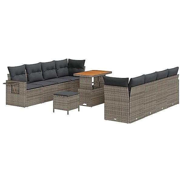 vidaXL Garten-Sofa-Set mit Speicher 11-Tlg Grau Poly Rattan 3361723 günstig online kaufen