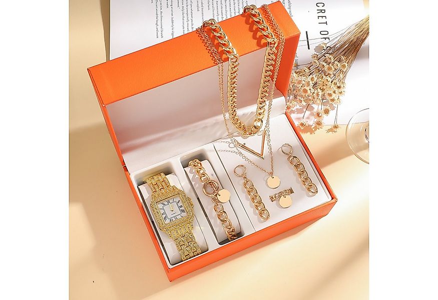 ibettertec Quarzuhr Exklusives Damen-Geschenkset mit Armbanduhr, Schmuck-Se günstig online kaufen