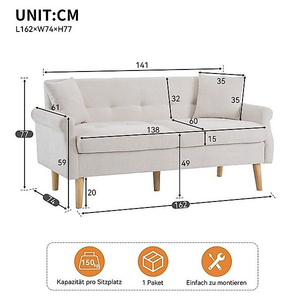 Ulife Sofa Doppelsofa,Polstersofa,Polstermöbel,Chenille-Stoff,mit dicken Ki günstig online kaufen