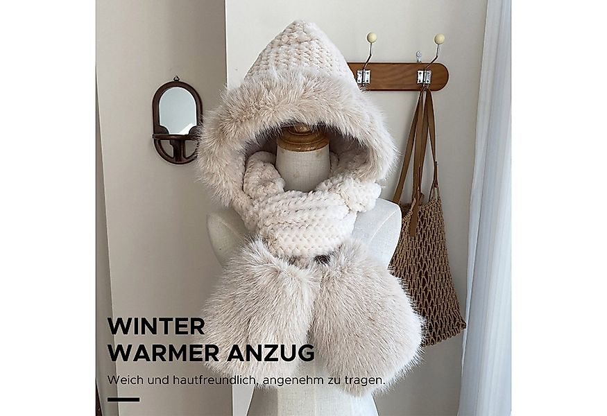 Refttenw Strickmütze Damen Winter Warm Winddichte All-in-One Schal, Mütze, günstig online kaufen