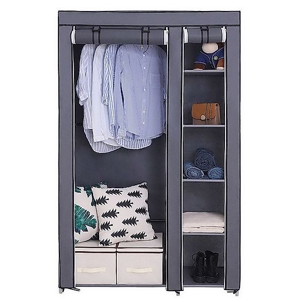 FCH Kleiderschrank Stoffschrank mit Kleiderstangen, 6 Ablagen, 110x45x175cm günstig online kaufen