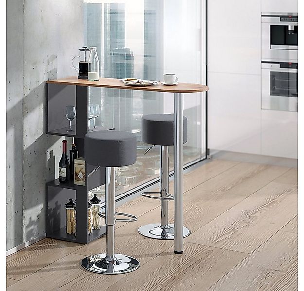 Vicco Bartisch Vincent, Goldkraft Eiche/Anthrazit, 113 x 40 cm mit 2 Barhoc günstig online kaufen