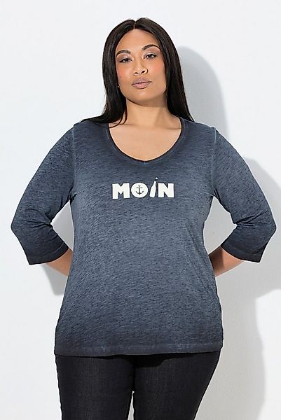 Ulla Popken T-Shirt Shirt Moin V-Ausschnitt 3/4-Arm günstig online kaufen