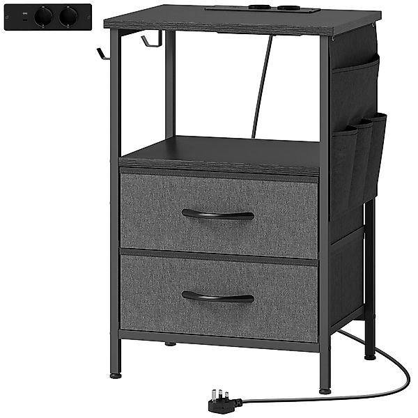 HOMCOM Couchtisch Beistelltisch mit Ladestation, Stahlrahmen, schlanker Woh günstig online kaufen