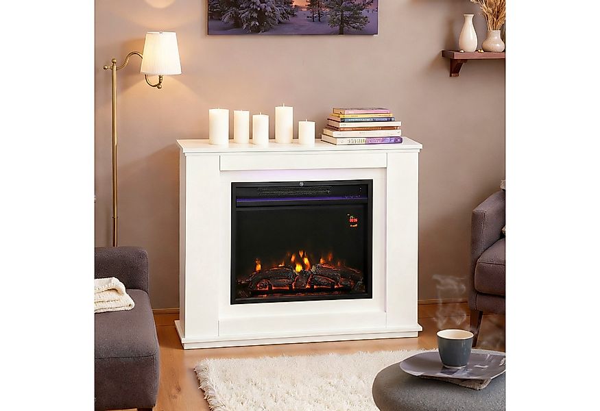 HOMCOM Elektrokamin mit Heizung 1000 W/ 2000 W, Überhitzungsschutz, Weiß günstig online kaufen