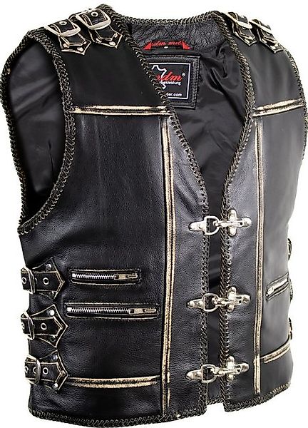 MDM Motorradweste Vintage Schnallen Biker Lederweste Kutte günstig online kaufen
