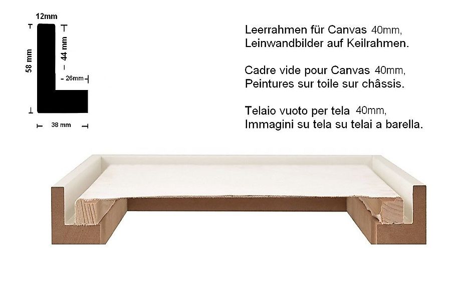 PCH[art] Bilderrahmen Schattenfugenrahmen zum einrahmen von Keilrahmen in 2 günstig online kaufen