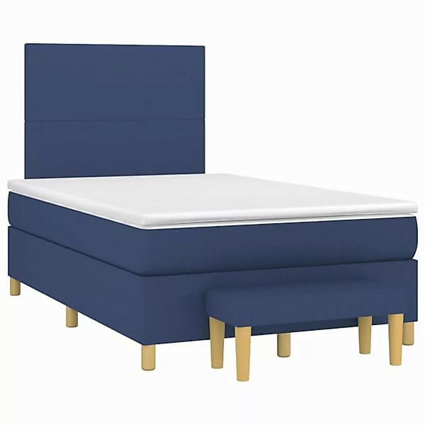 vidaXL Bett Boxspringbett mit Matratze Blau 120x190 cm Stoff günstig online kaufen