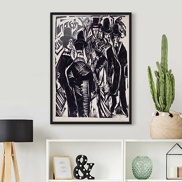 Bild mit Rahmen Kunstdruck - Hochformat Ernst Ludwig Kirchner - Straßenszen günstig online kaufen