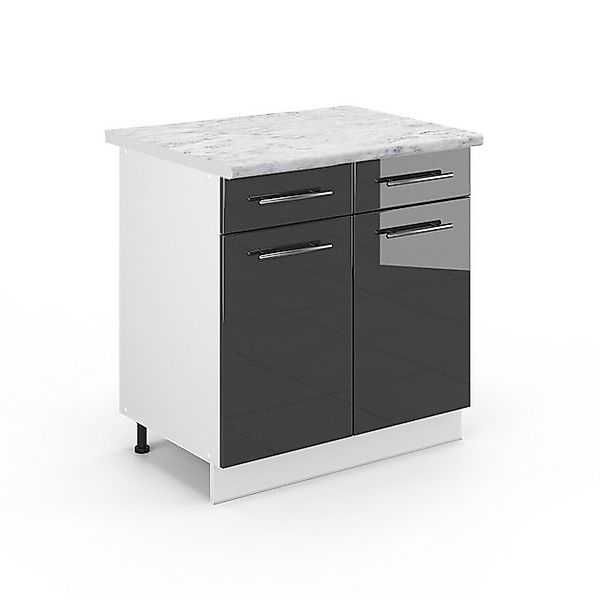Vicco Küchenunterschrank Fame-Line Anthrazit Hochglanz/Weiß 80 cm AP Marmor günstig online kaufen