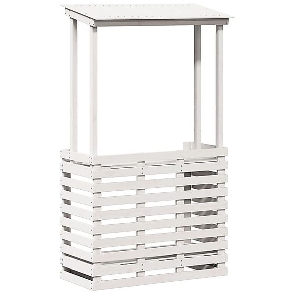 vidaXL Gartentisch Gartenbar mit Dach Weiß günstig online kaufen