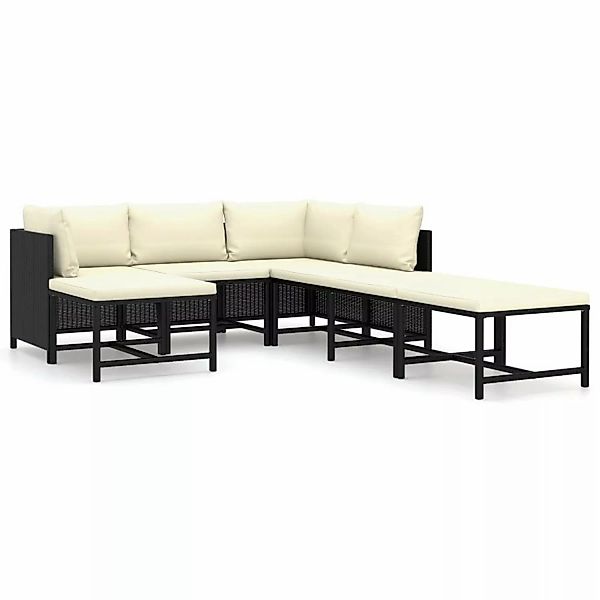 7-tlg. Garten-lounge-set Mit Kissen Poly Rattan Schwarz günstig online kaufen