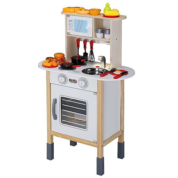 Spielwerk Spielküche, 35 Teile Zubehör Backofen Sound Holzküche Spielküche günstig online kaufen