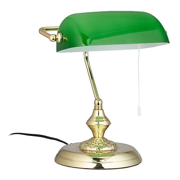 relaxdays Tischleuchte Bankerlampe mit Zugschalter günstig online kaufen
