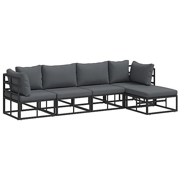 vidaXL Garten-Sofa-Set mit Kissen 5-Tlg Schwarz Aluminium 3378862 günstig online kaufen